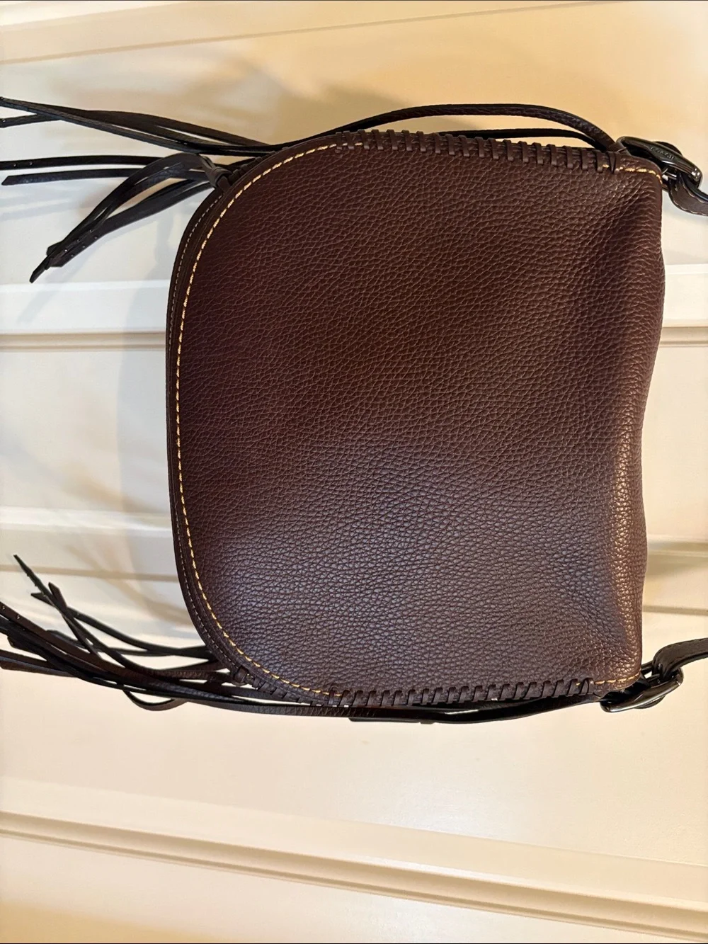 Coach 1941 pebbled  leather saddlebag with whiplash detail